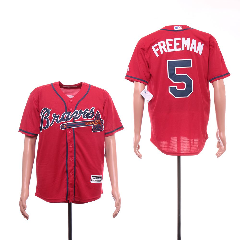 Men Atlanta Braves #5 Freeman Red Game MLB Jerseys->atlanta braves->MLB Jersey